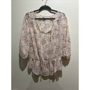 Candie’s 3/4 Sleeve V-Neck Blouse ~ Size Medium ~ Ivory